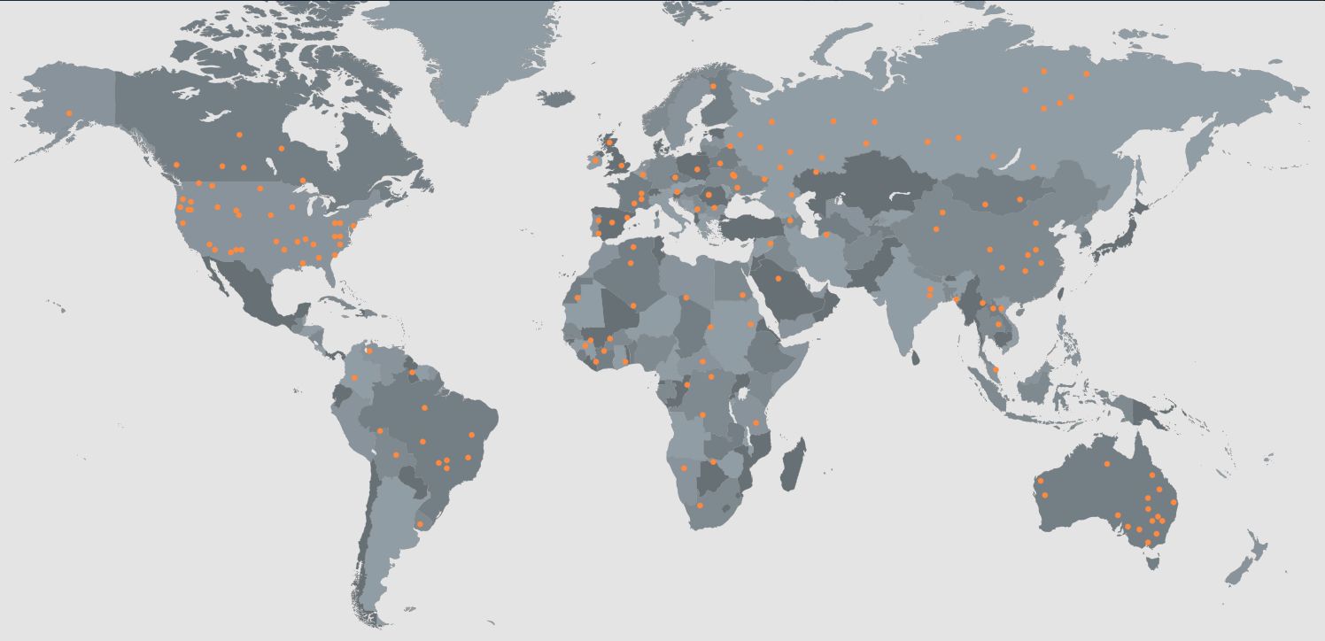 World map showing the territories Global Music Digital distributes to